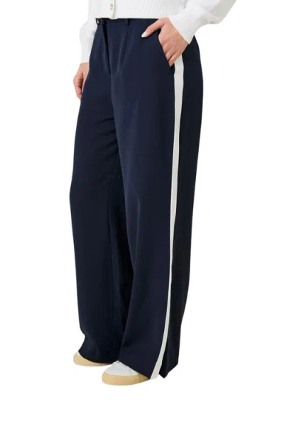 French Connection Stripe Side Pants In Blue