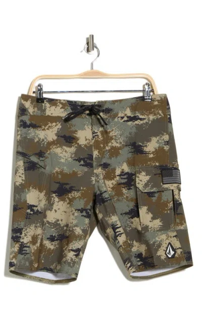 Volcom 4th Preemo Mod Swim Trunks In Brown