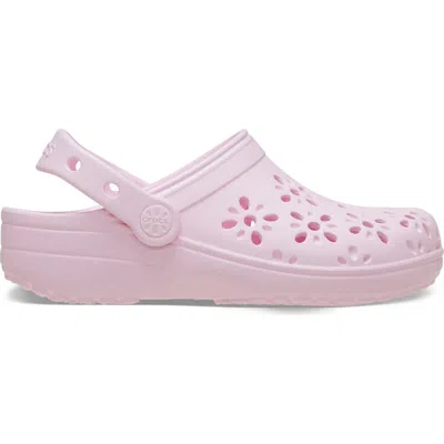 Crocs Kids'  Girls Classic Floral Cut Out Clog In Pink