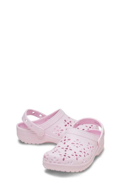 Crocs Kids'  Girls Classic Floral Cut Out Clog In Pink