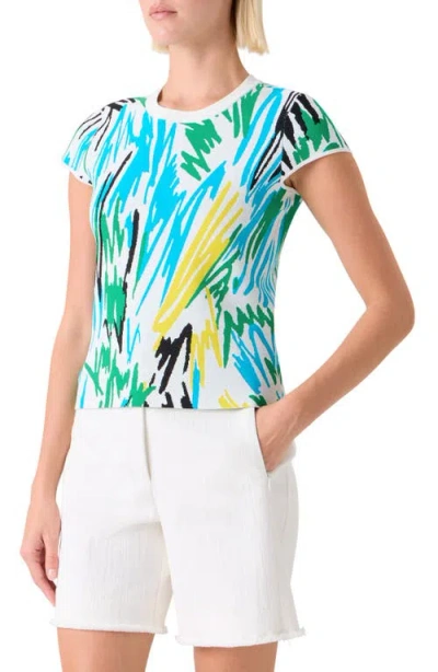 Akris Punto Fitted Scribble Jacquard Sweater In Multi