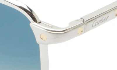 Cartier 54mm Rectangular Gradient Sunglasses In Blue