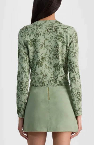 Alice And Olivia Dollie Cardigan Mystic Garden Sage In Green