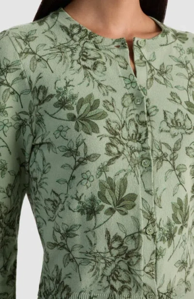 Alice And Olivia Dollie Cardigan Mystic Garden Sage In Green