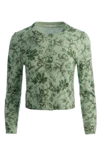 Alice And Olivia Dollie Cardigan Mystic Garden Sage In Green