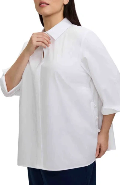 Foxcroft Beatrice Side Button Shirt In White