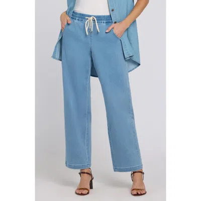 Nydj Relaxed Drawstring Pull On Denim Pants In Blue