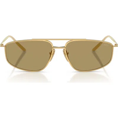 Prada Womens Gold Pr C51s Pillow-frame Metal Sunglasses In Green