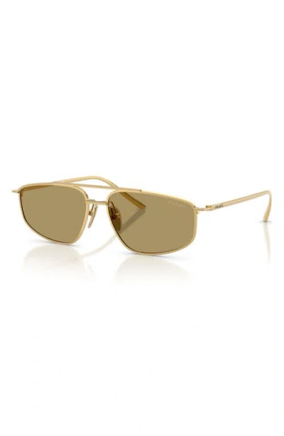 Prada Womens Gold Pr C51s Pillow-frame Metal Sunglasses In Green