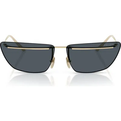 Prada 0pr C52s Angular Metal Frame Sunglasses In Gray