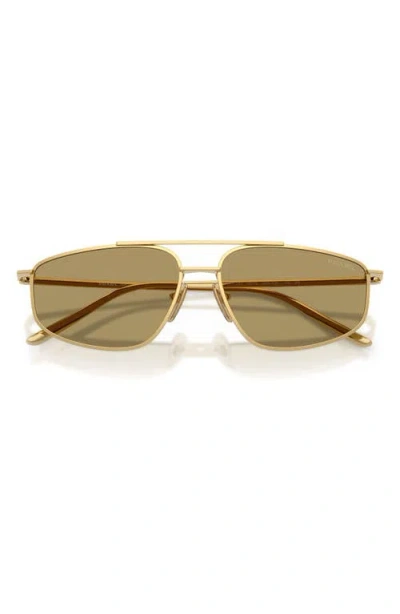 Prada Womens Gold Pr C51s Pillow-frame Metal Sunglasses In Green