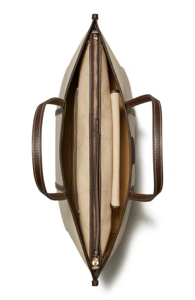 Tory Burch Perry Canvas Tote Bag Work Style In Nude
