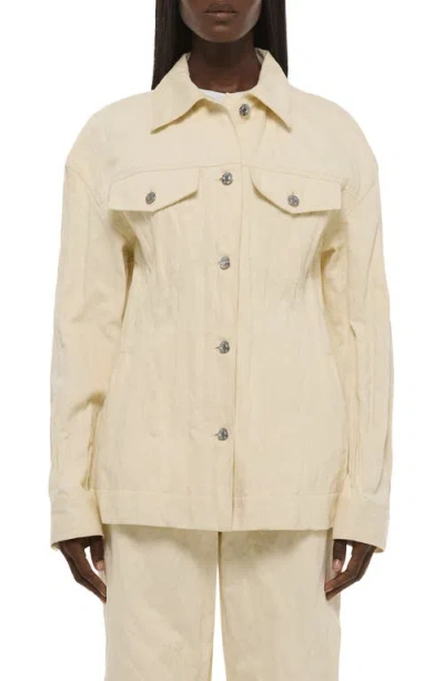 Helmut Lang Metallic Crushable Crinkle Denim Jacket In Neutral