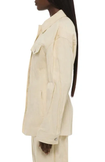 Helmut Lang Metallic Crushable Crinkle Denim Jacket In Neutral