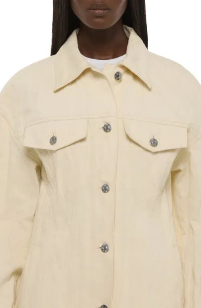 Helmut Lang Metallic Crushable Crinkle Denim Jacket In Neutral