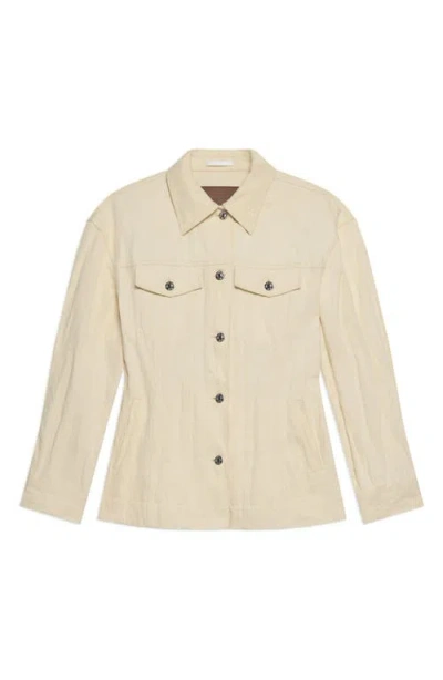 Helmut Lang Metallic Crushable Crinkle Denim Jacket In Neutral