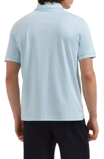 Bugatchi Textured Stripe Johnny Collar Polo In Blue