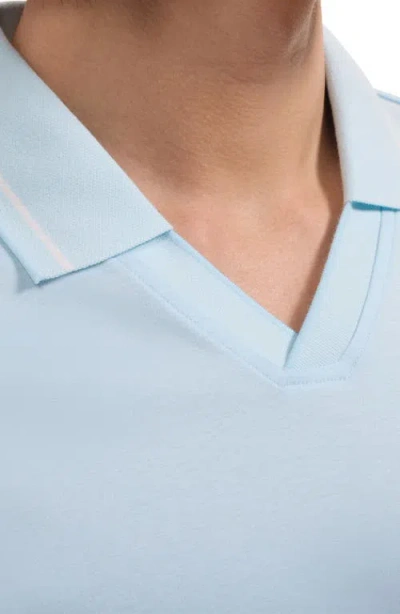 Bugatchi Textured Stripe Johnny Collar Polo In Blue