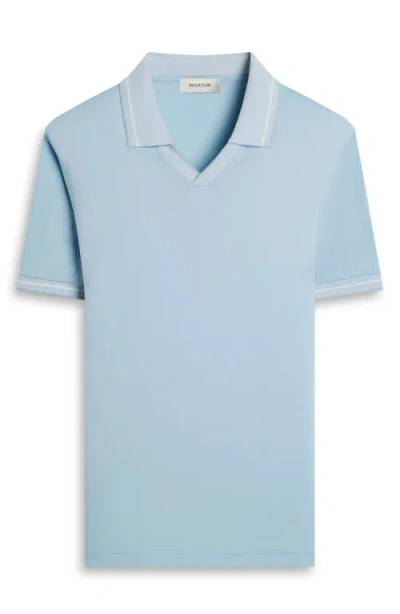 Bugatchi Textured Stripe Johnny Collar Polo In Blue
