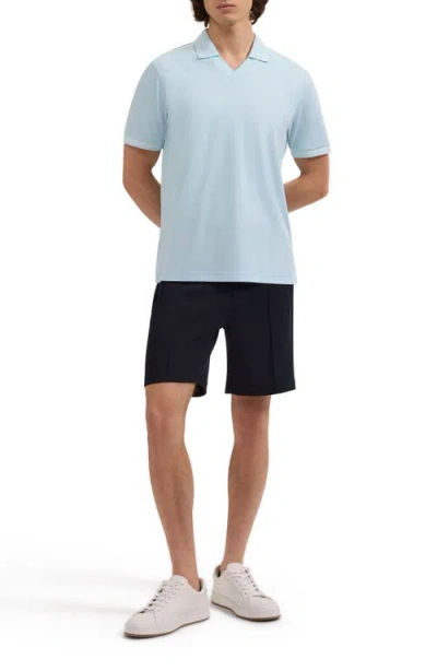 Bugatchi Textured Stripe Johnny Collar Polo In Blue