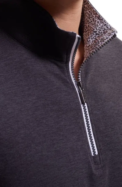 Bugatchi Mélange Quarter Zip Pullover In Brown