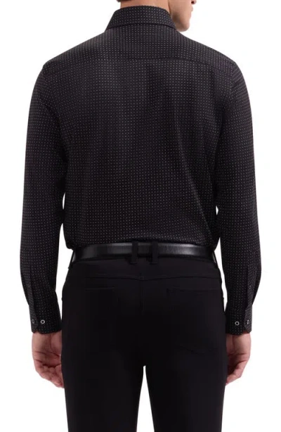 Bugatchi Devon Ooohcotton® Micro Dot Print Button-up Shirt In Black