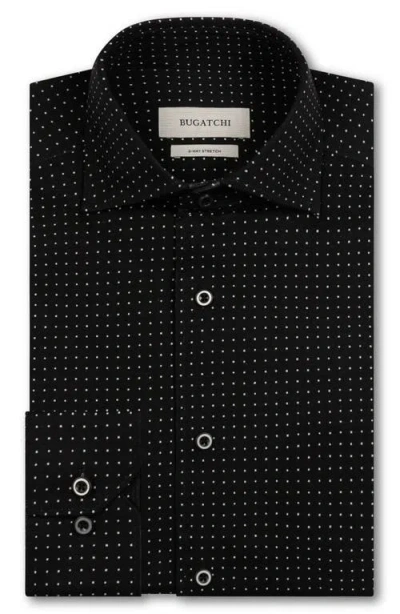 Bugatchi Devon Ooohcotton® Micro Dot Print Button-up Shirt In Black