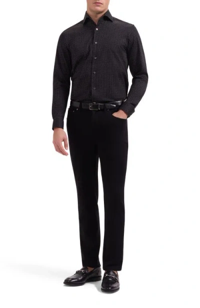 Bugatchi Devon Ooohcotton® Micro Dot Print Button-up Shirt In Black