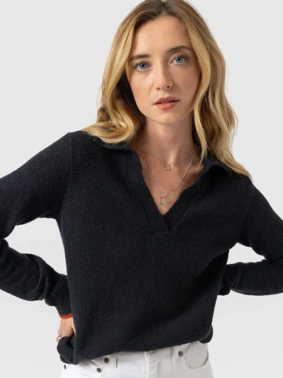 Saint + Sofia Delphi Polo Knit In Black