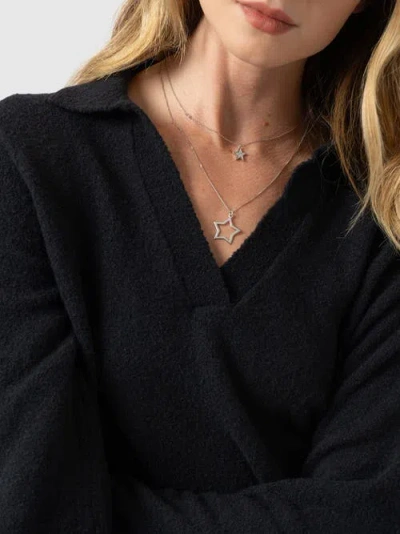 Saint + Sofia Delphi Polo Knit In Black