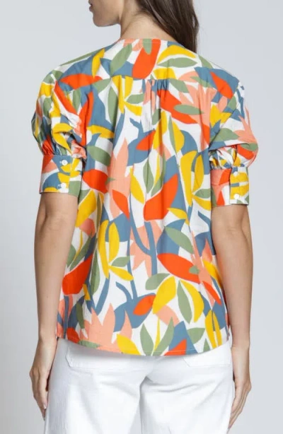 Apny Split Neck Top In Multi