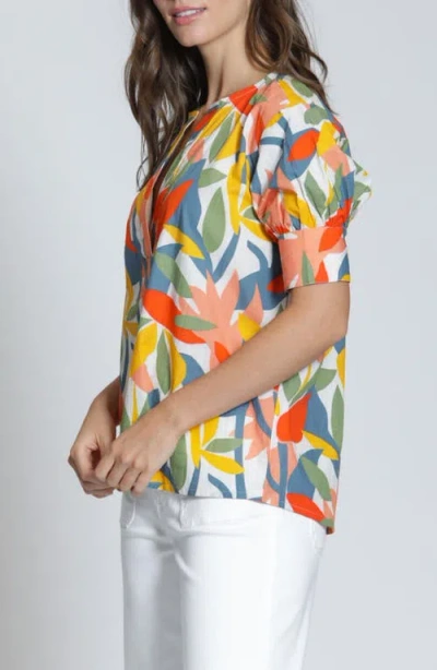 Apny Split Neck Top In Multi