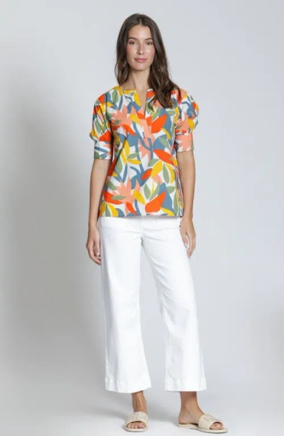 Apny Split Neck Top In Multi