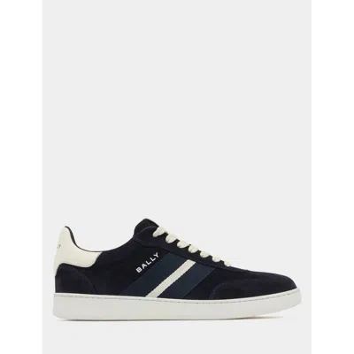 Bally Casual Round Toe Low Sneakers With Stripe In Blue