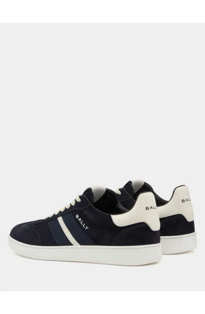 Bally Casual Round Toe Low Sneakers With Stripe In Blue