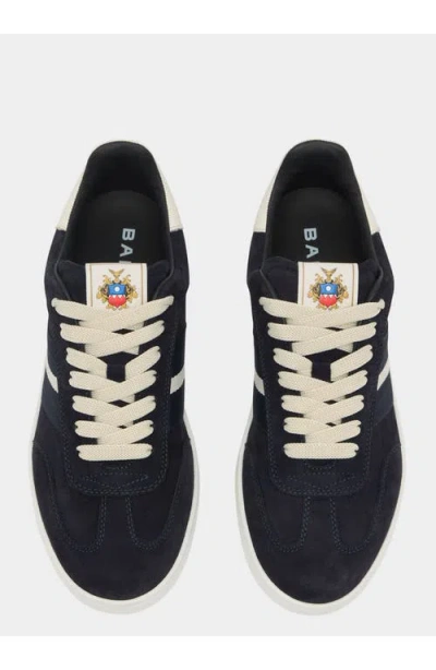 Bally Casual Round Toe Low Sneakers With Stripe In Blue