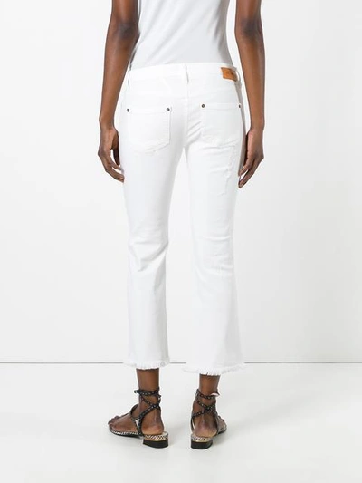 Shop Roberto Cavalli Stretch Ripped Cropped Jeans In White