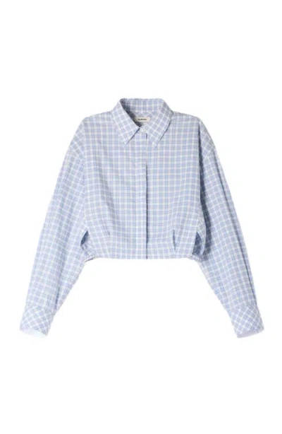 Sandro Short Checked Shirt In Blue