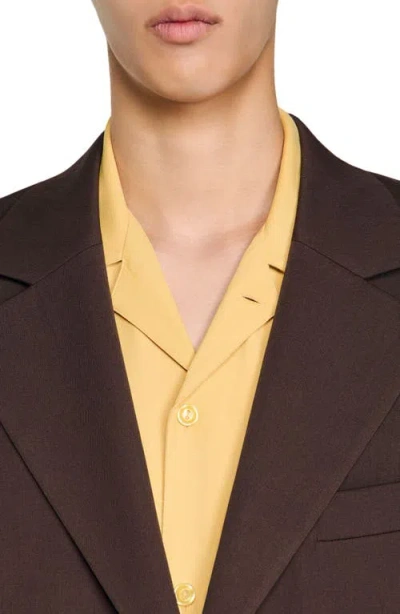 Sandro Oversized Wool Jacket In Brown