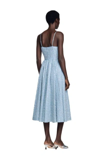 Sandro Striped-pattern Sequin-detail Midi Dress In Blue
