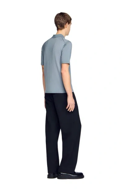 Sandro Knitted Polo Shirt With Zip Collar In Multi