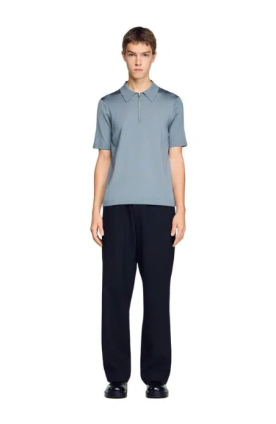 Sandro Knitted Polo Shirt With Zip Collar In Multi