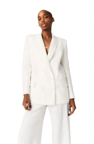 Maje Double-breasted Suit Jacket In White