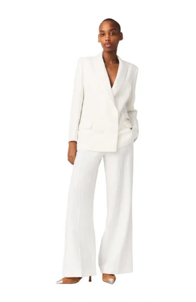 Maje Double-breasted Suit Jacket In White