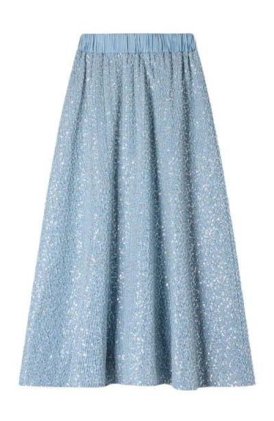 Sandro Womens Blue Sequined Elasticated-waist Woven Maxi Skirt In Blue