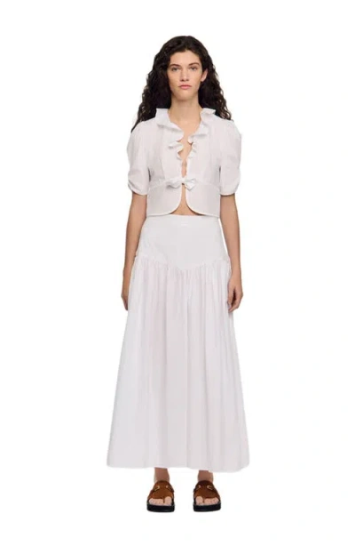 Sandro Ruffled Crop Top In Neutral