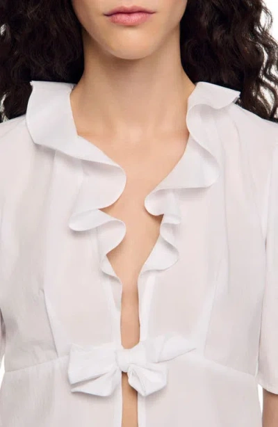 Sandro Ruffled Crop Top In Neutral