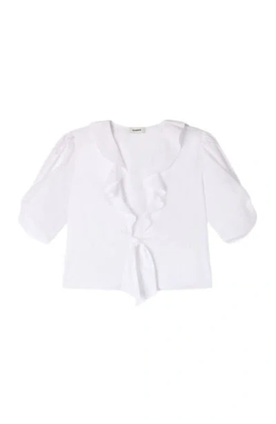 Sandro Ruffled Crop Top In Neutral