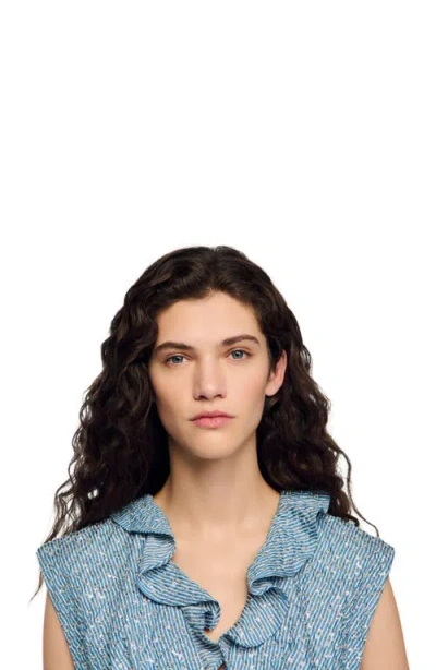 Sandro Iseo Sequin Crop Top In Blue