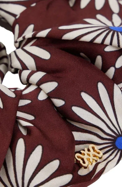 Sandro Printed Silk Scrunchie In Brown